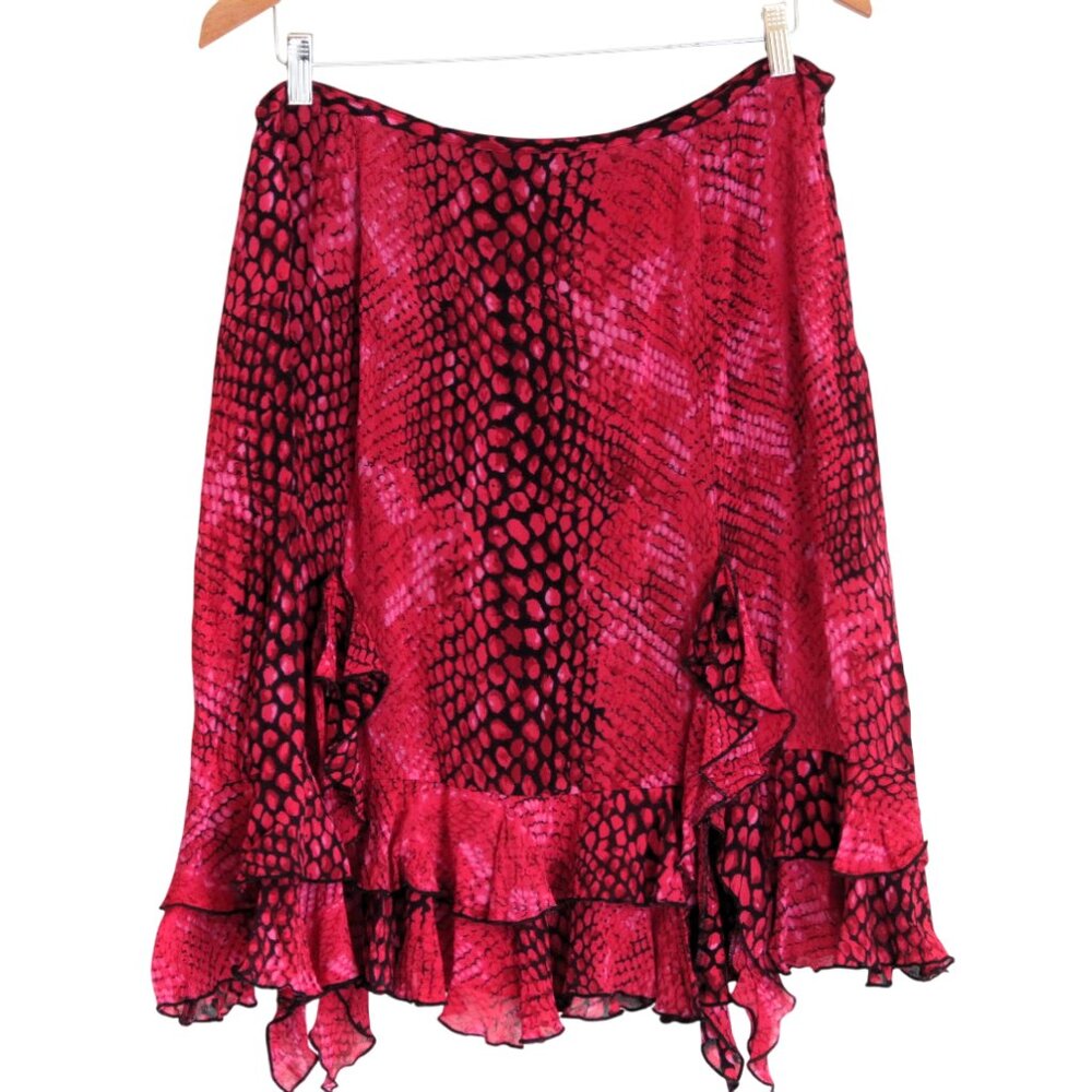 Stonebridge Skirt Sz 16 Pink Black Lined Leopard Animal Print Shark Bite A-Line